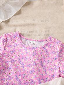 Elladie kids 2件套 女童休闲彩虹爱心印花短袖连衣裙，夏季 - 彩色 - 查看 4