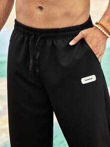 Mercer Haus Men's Lightweight Solid Color Polyester Casual Sports Capri Pants For Summer - Black - View 6