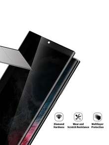 1 miếng kính bảo vệ màn hình chống nhìn trộm, tương thích với Samsung Galaxy S23/S24/S25 Ultra//S26 Ultra/S26, chống nhìn trộm, chống trộm, mở khóa bằng vân tay, chống trầy xước, chống rơi vỡ, chống nước. - màu đen - Xem 5