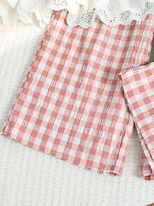 Emery Rose Kids Emery Rose Kids 2件套少女格子圆领休闲背心和裤子套装 - 粉色 - 查看 7