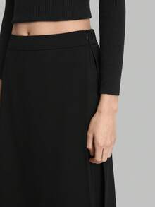 SHEIN X Scot Louie Ontre 2026春夏斯德哥尔摩风格，女教师套装，女装，2025高腰侧拉链解构两件套裤，黑色休闲裤，日常穿着，女教师商务休闲装 - 黑色 - 查看 5