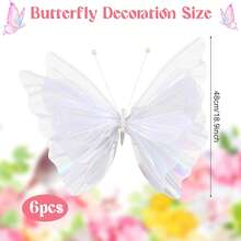 Large Artificial Butterfly Decor, Inch 3D Giant Butterfly Party Decorations White Butterflies Wall Decoration For Wedding Baby Shower Birthday Garden - Multicolor - View 3