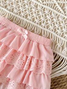 Quần short trắng xếp ly dễ thương cho bé gái, cạp chun, thích hợp mặc mùa hè. - Hồng - Xem 7