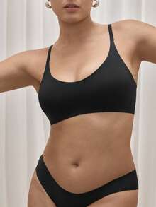 Bralution Leisure Women's Seamless Solid Color Simple Bra - Black - View 8