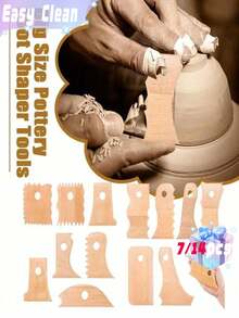 陶器肋条修整工具 木制陶器肋条边缘纹理修整器 陶罐马克杯雕塑 DIY艺术用品 - 彩色 - 查看 1