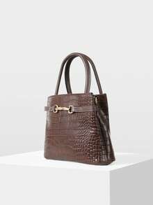 MOTF PREMIUM FASHION ALLIGATOR PATTERN HANDBAG - Coffee crocodile pattern - View 2