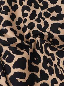 SHEIN 两件套女童甜美可爱棕色蝴蝶结装饰T恤和豹纹半裙休闲套装，适合夏季穿着 - 彩色 - 查看 8