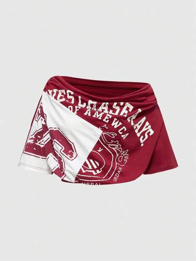 ROMWE Street Life Top corto deportivo casual y sexy con estampado de patchwork vintage del milenio Y2K para mujer