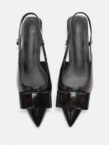 CUCCOO CURVES Women Shoes Women Pointed Bow Design Everyday Versatile Fashion Wide Last Low Heel Shoes - Black - View 1