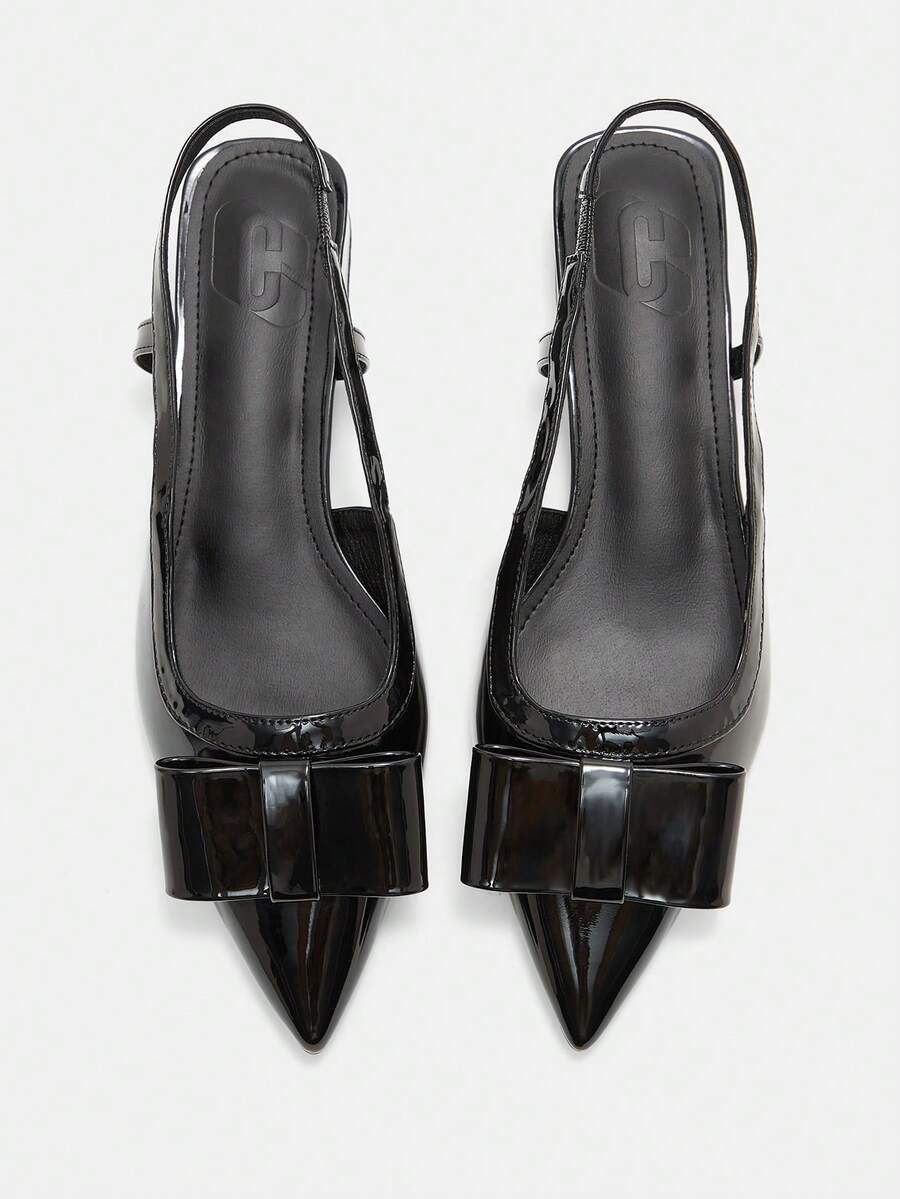 CUCCOO CURVES Women Shoes Women Pointed Bow Design Everyday Versatile Fashion Wide Last Low Heel Shoes - Black - View 1