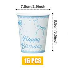 Disposable Plates, Napkins, Paper Cups, And Party Supplies In The Shape Of Blue Bow Petals, Suitable For 16 Guests, Birthdays, Weddings, Themed Parties, Family Picnics, Disposable Plates, And Party Utensils - View 9
