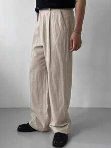 DAZY Khaki Solid Color Casual Pants For Men - Khaki - View 7