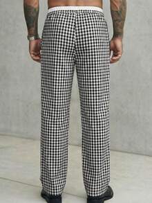 GENTILAND Men's Woven Striped Loose Long Casual Straight Leg Pants, Suitable For Daily Wear - Black - View 4