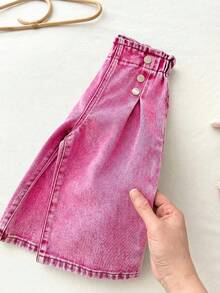 LMoss Kids Quần jean dáng rộng màu xanh dương cho bé gái - Hồng - Xem 6