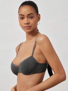 Ocili 1pc Women's Fashion Comfortable Wireless Solid Color Bra, Sexy Backless Versatile Lingerie - Dark Grey - View 4