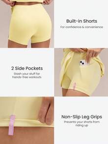 GLOWMODE FeatherFit™-Air Peekaboo Everyday Built-In Shorts Pocket Anti-Slip Dress Yoga Studio Spring Summer Quick Dry Moisture Wicking - French Vanilla - View 4