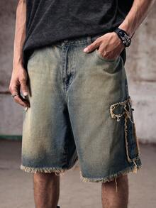 Skyrend Men's Loose Casual Bermuda Distressed Denim Shorts With Pockets Ripped Denim Shorts Men Ripped Denim Shortsemo - Light Wash - View 6