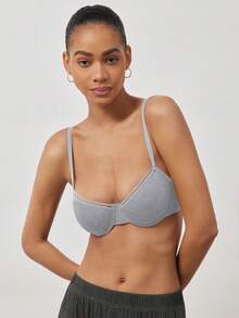 Ocili 1pc Women's Fashion Comfortable Wireless Solid Color Bra, Sexy Backless Versatile Lingerie - Light Grey - View 3