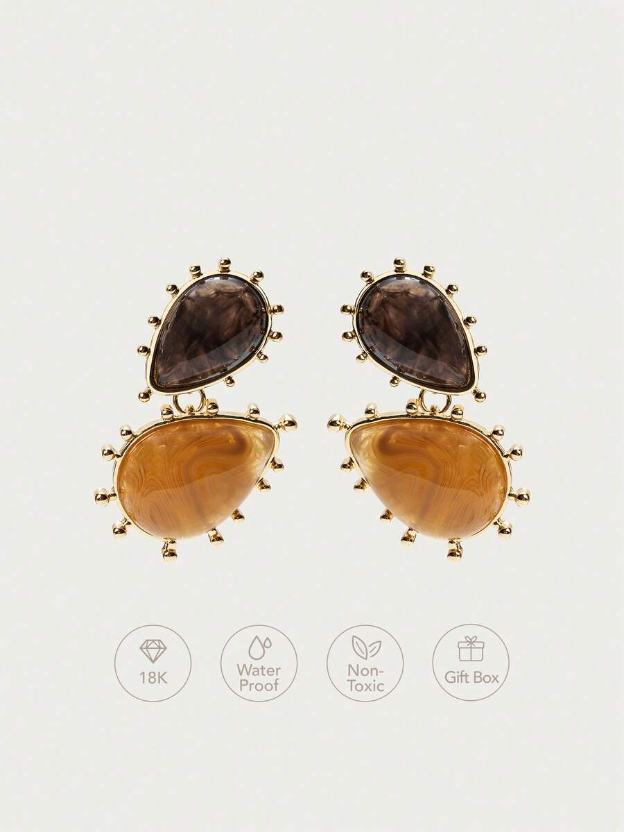Glisma Orecchini da donna, premium/old money/eleganti, placcati in oro 18K, sexy/vintage, per mamma/donna/ragazza/madre, adatti per estate/spiaggia/ballo/festa, a strati/con gemme/perline/cristalli - Multicolore - Visualizzare 1