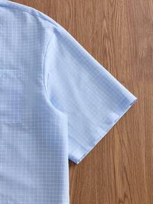 SWAVVY Camisa casual de manga corta a cuadros para hombre, primavera/verano - Azul - Ver 3