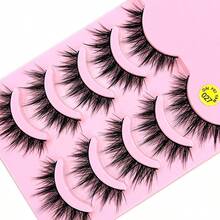 Faux Mink Cat Eye False Eyelashes 5 Pairs, Wispy Fluffy Strip Lashes, Reusable Lightweight Eye Lashes For Daily - Black - View 2