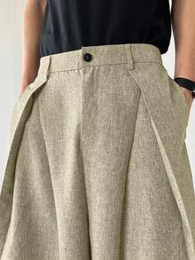 Manfinity Hypemode Men's Solid Color Casual Versatile Wide Leg Pants For Daily Wear Wide Leg - Apricot - View 6