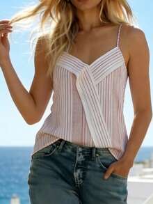 EMERY ROSE Women V-Neck Striped Camisole - Multicolor - View 3