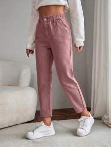EMERY ROSE Plus Size Casual Washed Tapered Jeans Holiday Vacation Dusty Pink Summer - Dusty Pink - View 4