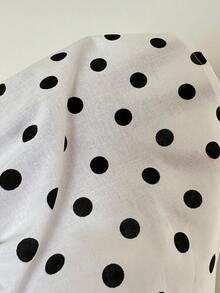 CovetEZ Áo hai dây nữ chấm bi xếp nếp viền ren - Đen và trắng - Xem 6