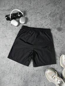 Sport MetroGents 男士對比色條紋運動短褲，健身房 - 黑色 - 查看 2