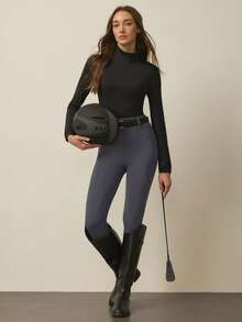 With My Calm With My Calm Women's Equestrian Jodhpurs/Breeches, Full Silicone Seat Non-Slip Riding Pants, Suitable For Horse Riding Sports, - Grey - View 4
