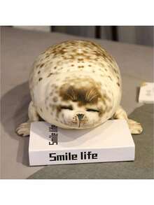 1个逼真海狮毛绒玩具，海洋生物，小海狮抱枕，儿童安抚玩偶。 - 黃咖拼色 - 查看 4