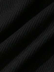 Dazy Plus Partial Zip-Up Elastic Fitted Solid Color Versatile Long Sleeve Black T-Shirt, Spring/Summer/Autumn - Black - View 3