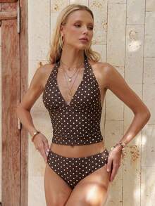 Swim Mod Áo bikini hai dây hở lưng chấm bi ôm sát dành cho nữ, kiểu dáng thời trang. - Nhiều màu - Xem 3