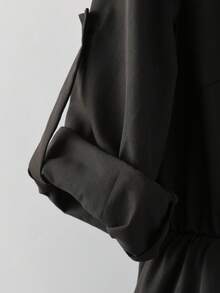 GlowEve CURVE 大码简约百搭高腰精致连衣裙 - 黑色 - 查看 6