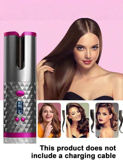 Teckwe 无线电动卷发器，便携式，旅行家用两相宜，6档定时6档温度，LED指示灯，无线自动卷发器，可打造卷发或波浪发型，内置两节2000mAh电池