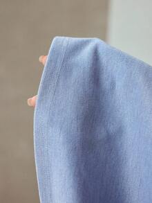 MOTF PREMIUM Áo tank top không tay cổ lệch vai xếp ly màu xanh dương, kiểu dáng ôm sát, thời trang, thích hợp cho mùa hè. - Màu xanh lam - Xem 8