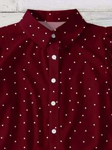 EMERY ROSE Plus Size Women's Summer Casual Vacation Polka Dot Print Petal Sleeve Blouse - Multicolor - View 4