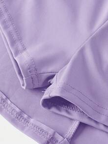 SHEIN Young Girl Solid Color Flared Skirt With Pockets Jumpsuit - Purple - View 4