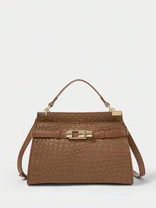 SHECARRY Bolso de hombro y bolso de mano minimalista y versátil de moda para mujer - Bronce - Ver 3