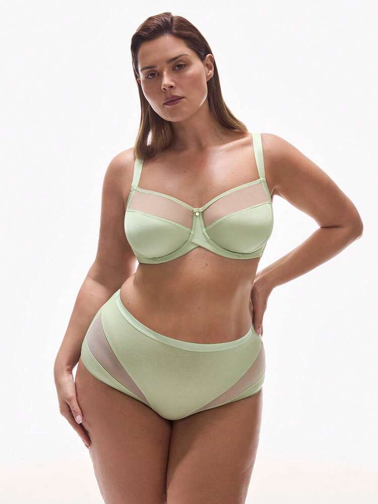 Plus Unlined Full Coverage Side Support Mesh Bra