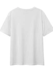 SHEIN CURVE+ Round Neck Short Sleeved T-Shirt With Slogan And Lemon Pattern In Spring And Summer - White - View 2