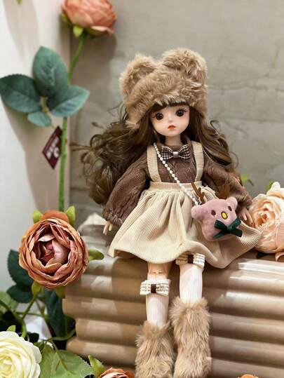 1PC 30cm Forest Fairy Doll Clothes Floral Lace Dress Handmade Detailed BJD SD Doll Outfit Princess Party Wear Girl Collection Gift Spring Photo Prop Not Plush Filled