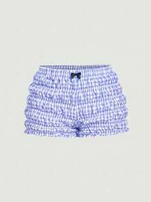 SHEIN MOD 2 chiếc quần short nữ Kawaii thắt nơ xếp ly siêu ngắn, trang phục quỷ, trang phục gợi cảm, bộ đồ, quần short ống rộng, quần áo nữ - Nhiều màu - Xem 6
