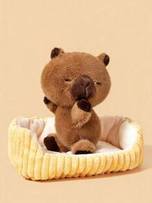 POKOJA LAND 2pcs Cute Capybaras In Sleeping Posture, Including Capybaras And Beds. They Are Very Suitable As Lovely Dolls To Give To Girls As New Year Or Birthday Gifts, And Also Make Perfect Christmas Gifts And Home Decorations. - 彩色 - 查看 7