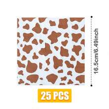 Brown Cow Patterned Disposable Dining Plate, Napkins, Paper Cups, Disposable Party Supplies Set, Suitable For 16 Guests, Suitable For Birthdays, Weddings, Themed Parties, Family Picnics, Disposable Dining Plate Party Utensils - View 8