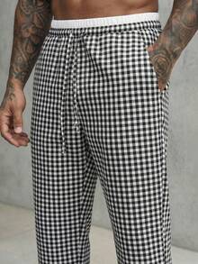 GENTILAND Men's Woven Striped Loose Long Casual Straight Leg Pants, Suitable For Daily Wear - Black - View 3