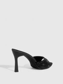 CUCCOO SZL 女士鞋履 春夏新款黑色亮片一体式露趾高跟凉鞋拖鞋 时尚舒适 百搭性感派对女士凉鞋 露趾凉鞋 春季鞋履 - 格麗特黑 - 查看 8