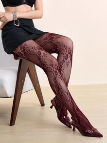 1 Cặp quần tất ren hoa hồng cổ điển cao cấp dành cho nữ, quần bó có độ đàn hồi cao, thiết kế khoét rỗng trong suốt giúp thon gọn - Nhiều màu - Xem 3