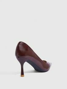 CUCCOO SZL Women's Brown Pointed Toe Classic French Retro Stiletto High Heel Pumps For Vibe And Spring Shoes Spring Break Easter Prom Heels For Christmas - Coffee mirror - View 3
